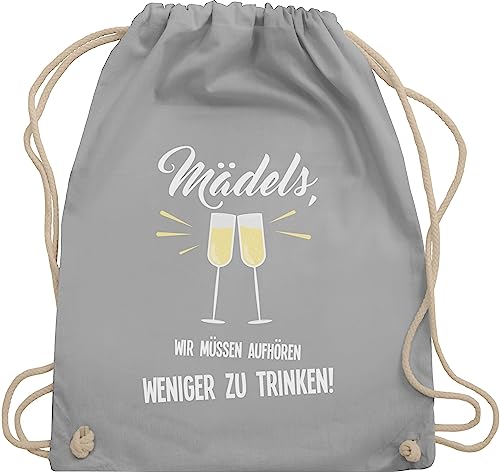 Turnbeutel Rucksack - Sprüche Statement - Mädels Wir müssen aufhören weniger zu trinken - Unisize - Hellgrau - malle accessories brauttaschen jga sauf beutel damen junggesellinnenabschied outfit von Shirtracer