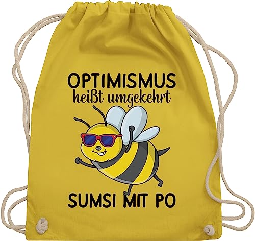 Shirtracer Turnbeutel Rucksack - Sprüche Statement Spruch - Optimismus heißt umgekehrt Sumsi mit Po I Büro Arbeitskollegen - Unisize - Gelb - sprüchen biene, umhängebeutel damen spruch. bee von Shirtracer