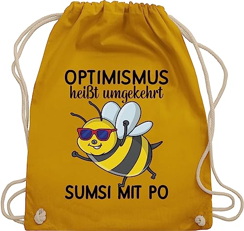 Turnbeutel Rucksack - Sprüche Statement Spruch - Optimismus heißt umgekehrt Sumsi mit Po I Büro Arbeitskollegen - Unisize - Senfgelb - bienen tasche beutel+rucksack+mit+sprüchen sprueche bee von Shirtracer