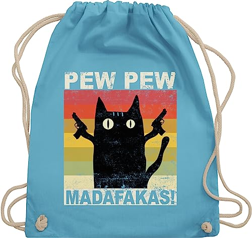 Turnbeutel Rucksack - Sprüche Statement - Pew Pew Madafakas - Unisize - Hellblau - baumwolle beutel turnsackerl baumwollrucksack beutelrucksack geschenkebeutel tasche beuteltasche umhängebeutel von Shirtracer