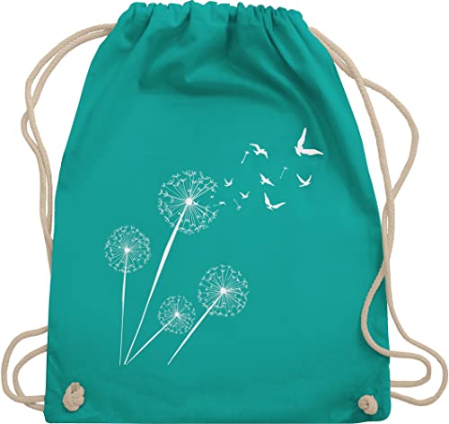 Shirtracer Turnbeutel Rucksack - Sprüche Statement - Pusteblume Löwenzahn - Unisize - Türkis - kordelzug stoff mit kordel baumwolle damen must haves teenager mädchen geschenk weihnachten pusteblumen von Shirtracer