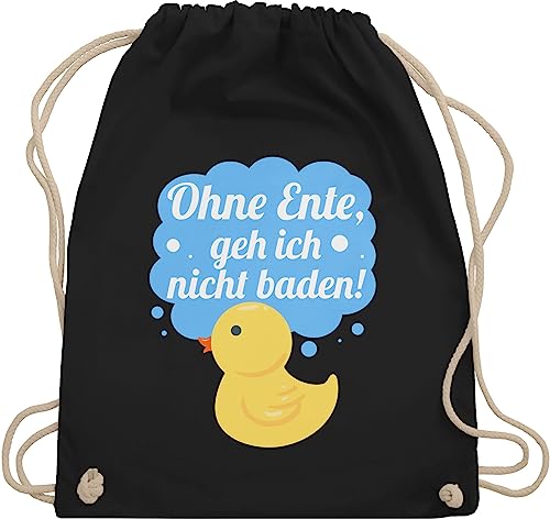 Turnbeutel Rucksack - Statement Sprüche Kinder - Ohne Ente, geh ich nicht baden! - Unisize - Schwarz - umhängebeutel kinderturnbeutel beutel kordelzug baumwollbeutel sportbeutel stoffturnbeutel von Shirtracer