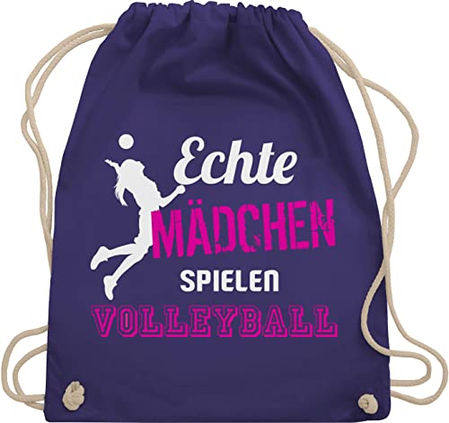 Turnbeutel Rucksack - Geschenke Zubehör - Echte Mädchen spielen Volleyball - Unisize - Lila - sportrucksack geschenk beutel kinder rucksäcke stoffsackerl stoffrucksack beuteltasche bags backpack von Shirtracer