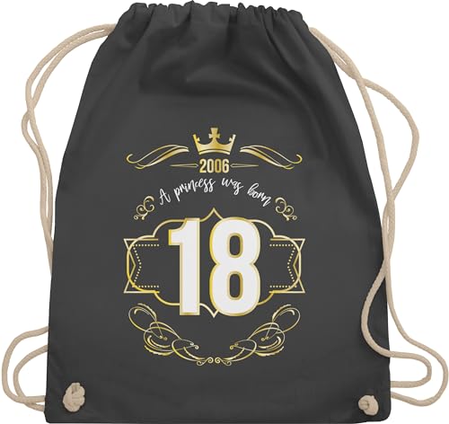 Shirtracer Turnbeutel Rucksack - 18. Geburtstag - Achtzehnter Prinzessin Mädchen 2006 - Unisize - Dunkelgrau - turnen tasche geschenke zum geburtstagsgeschenk 18 18-geburtstag backpack eighteen (18) von Shirtracer