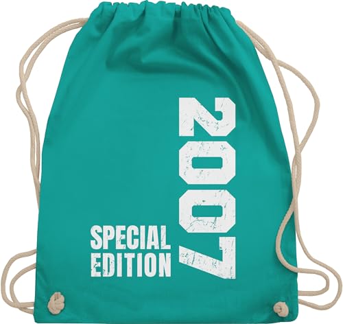 Shirtracer Turnbeutel Rucksack - 18. Geburtstag - Special Edition 2007 - Unisize - Türkis - geschenke für mädchen ab 18 jahren zum volljährig 2005 beutel geschenk junge 18ten 2004 stoffbeutel jährige von Shirtracer