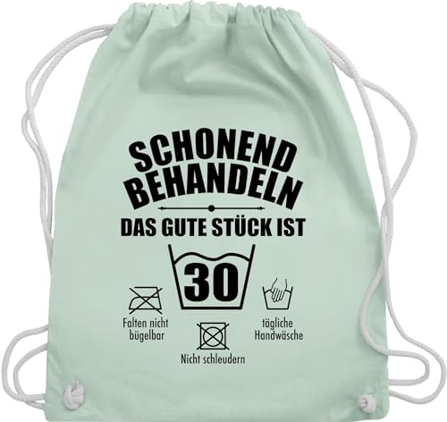 Turnbeutel Rucksack - 30. Geburtstag - Schonend behandeln das gute Stück ist dreißig - Unisize - Pastell Grün - 30 .geburtstag kinder baumwolle 30iger geschenk baumwoll geschenke zum 30er beutel von Shirtracer