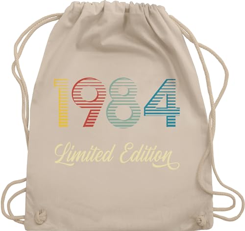 Turnbeutel Rucksack - 40. Geburtstag - Limited Edition 1984 Vierzigster - Unisize - Naturweiß - baumwolle beutel 40 geburtstagsgeschenk stoffbeutel mit zugband 40ig jahre sporttasche 40iger von Shirtracer