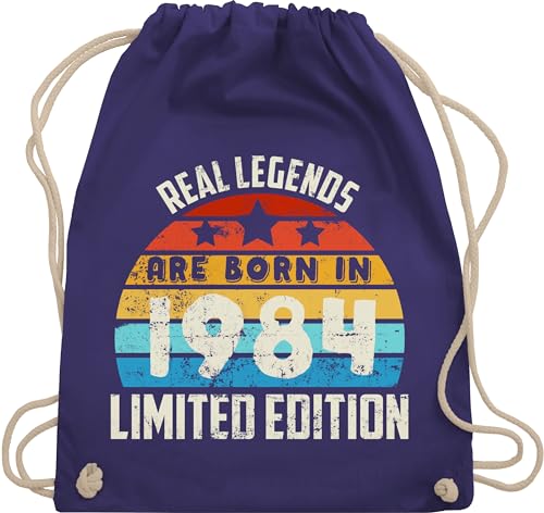 Turnbeutel Rucksack - 40. Geburtstag - Real Legends are born in 1984 Limited Edition Vintage Vierzigster - Unisize - Lila - stofftasche geburstag 40 cloth bag 40th beutel kinder geburtstagsartikel von Shirtracer