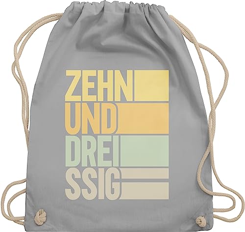 Turnbeutel Rucksack - 40. Geburtstag - Zehnunddreissig - Unisize - Hellgrau - bag 40 geburstag stofftasche geschenk zum 40er turnsackerl 40zigster baumwolle frauen kinder jahre stoff 40-er einfarbig von Shirtracer