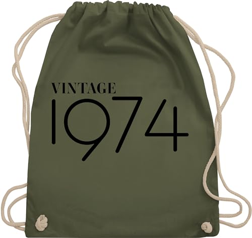 Turnbeutel Rucksack - 50. Geburtstag - 1974 Vintage - Unisize - Olivgrün - geschenke für damen ab 50 50ste 1973 geschenk 50igsten zum (50) geschenktasche fünfziger spaßgeschenk fuffzich von Shirtracer