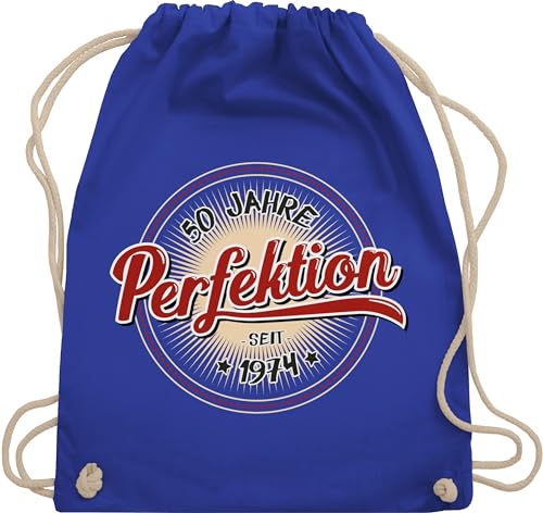 Turnbeutel Rucksack - 50. Geburtstag - Fünfzig Jahre Perfektion 1974 I - Unisize - Royalblau - geburtstagsgeschenk zum 50 geschenktasche 50-geburtstag er bag geschenke 50th stoffbeutel männer von Shirtracer