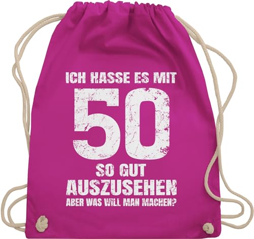 Turnbeutel Rucksack - 50. Geburtstag - Ich hasse es mit fünfzig so gut auszusehen aber was will man machen? weiß - Unisize - Fuchsia - geschenke für damen ab 50 50.geburtstag zum stoffbeutel Turnbeutel Rucksack - 50. Geburtstag - Ich hasse es mit fünfzig so gut auszusehen aber was will man machen? weiß - Unisize - Fuchsia - geschenke für damen ab 50 50.geburtstag zum stoffbeutel von Shirtracer