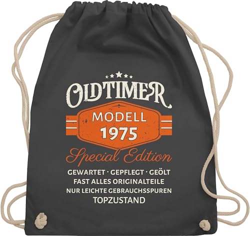 Turnbeutel Rucksack - 50. Geburtstag - Oldtimer 1975 Modell Special Edition Original - Unisize - Dunkelgrau - geschenke für damen ab 50 50.geburtstag 1974 tasche zum 50er 1973 geschenktasche (50) von Shirtracer