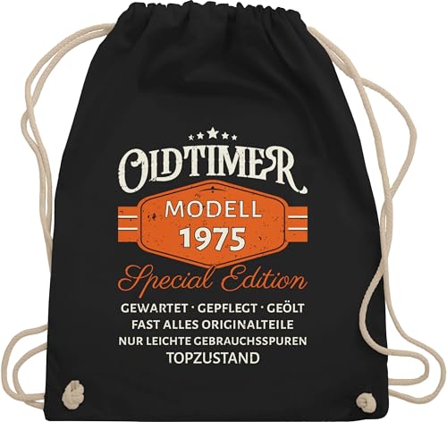 Turnbeutel Rucksack - 50. Geburtstag - Oldtimer 1975 Modell Special Edition Original - Unisize - Schwarz - geschenke für damen ab 50 50.geburtstag 1974 tasche zum 50er 1973 geschenktasche (50) von Shirtracer