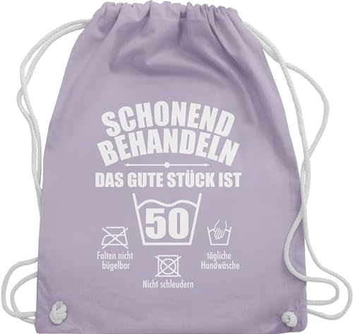 Shirtracer Turnbeutel Rucksack - 50. Geburtstag - Schonend behandeln 50 - Unisize - Pastell Lila - sportbeutel groß geschenke zum männer lustige sachen 50ter geschenkebeutel geburtstagsgeschenke von Shirtracer