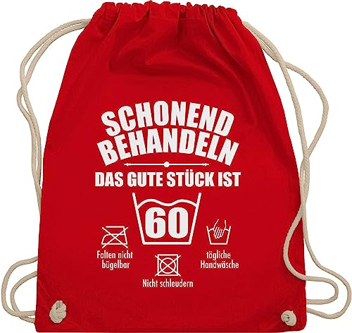 Shirtracer Turnbeutel Rucksack - 60. Geburtstag - Schonend behandeln das gute stück ist 60 - Unisize - Rot - geschenke 60.geburtstag 60.ter zum jahre 60er geb sechzigster geb. years 60ter geschenk von Shirtracer