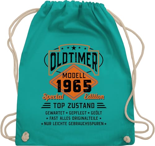 Turnbeutel Rucksack - 60. Geburtstag - Oldtimer Modell 1965 - schwarz - Unisize - Türkis - 60 jahre juterucksäcke 60.geburtstag alles gute zum beutelrucksäcke 60-geburtstag stoffbeutel sechzig von Shirtracer