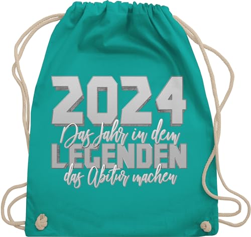 Turnbeutel Rucksack - Abi & Abschluss - 2024 Das Jahr in dem Legenden das Abitur machen - Unisize - Türkis - sportbeutel geschenk abiturient beuteltasche geschenke zugbeutel 10.klasse rucksäcke von Shirtracer