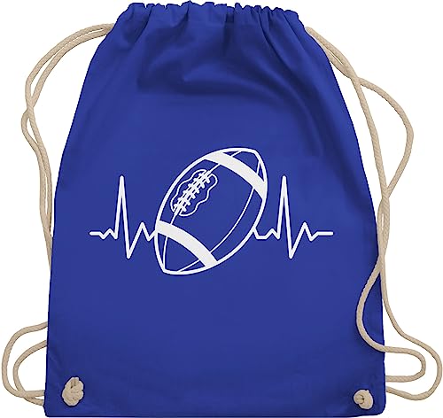 Turnbeutel Rucksack - American Deko Superbowl Party - Football Herzschlag - weiß - Unisize - Royalblau - sport beuteltasche geschenke tasche taschen turnen beutel stoffbeutel stofftasche bag von Shirtracer