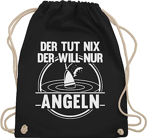 Turnbeutel Rucksack - Angler Geschenke & Zubehör - Der tut nix der will nur angeln - Unisize - Schwarz - gadget sprüche stoffbeutel angel tasche fischerei turnsackerl spruch sportbeutel spruche von Shirtracer