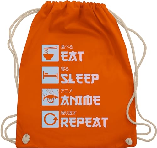 Turnbeutel Rucksack - Geschenke - Eat Sleep Anime Repeat - Manga - Unisize - Orange - turn beutel bags bag taschen sportbeutel stoff baumwolle sport anime+tasche geschenk+anime sporttasche von Shirtracer