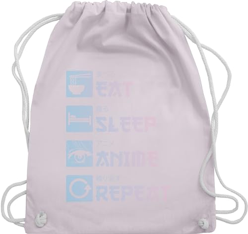 Turnbeutel Rucksack - Geschenke - Eat Sleep Anime Repeat - Manga - Unisize - Pastell Rosa - anime+tasche geschenk+anime taschen turnbeutel+anime sporttasche beutel sportbeutel backpack bags tasche von Shirtracer