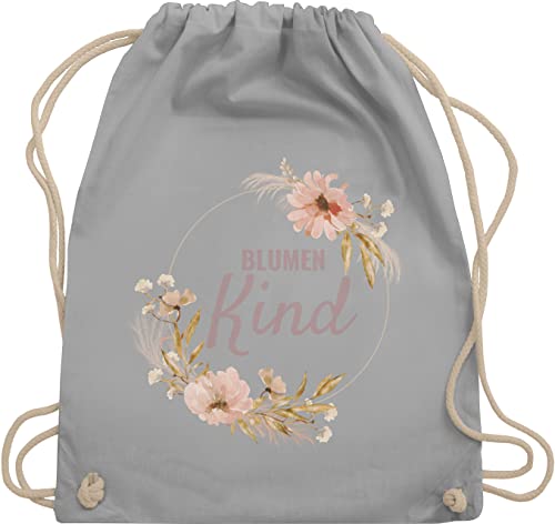 Turnbeutel Rucksack - Anlass Mode Kinder Event Kids - Blumenkind Trockenblumenkranz Boho Aquarell - Unisize - Hellgrau - blumenkinder tasche gym bag sportbeutel sporttasche beutel beuteltasche stoff von Shirtracer