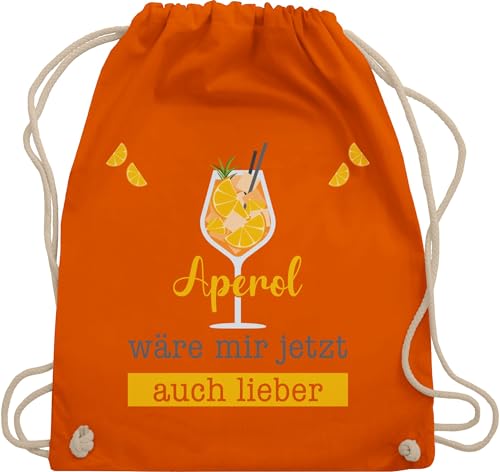 Turnbeutel Rucksack - Statement Taschen - Aperol wäre mir jetzt auch lieber - Apreol Geschenk Lustig - Unisize - Orange - stoffbeutel bag rucksäcke sporttasche baumwolle kordel baumwoll spritz von Shirtracer