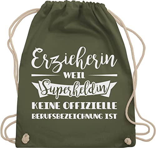 Turnbeutel Rucksack - Beruf und Job Geschenke - Erzieherin Superheldin Geschenk - Unisize - Olivgrün - danke kinderturnbeutel kindergärtnerin abschied weil keine offizielle berufsbezeichnung ist von Shirtracer