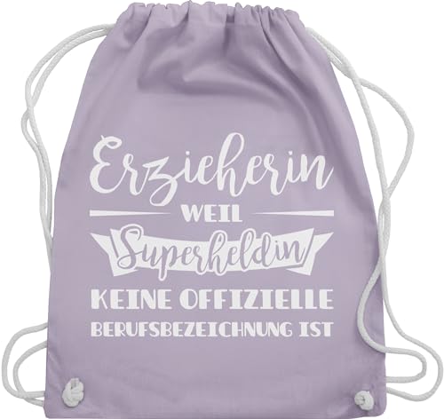 Turnbeutel Rucksack - Beruf und Job Geschenke - Erzieherin Superheldin Geschenk - Unisize - Pastell Lila - geschenkebeutel kollegin abschied bags dankeschön ausgelernte backpack kindergartentasche von Shirtracer