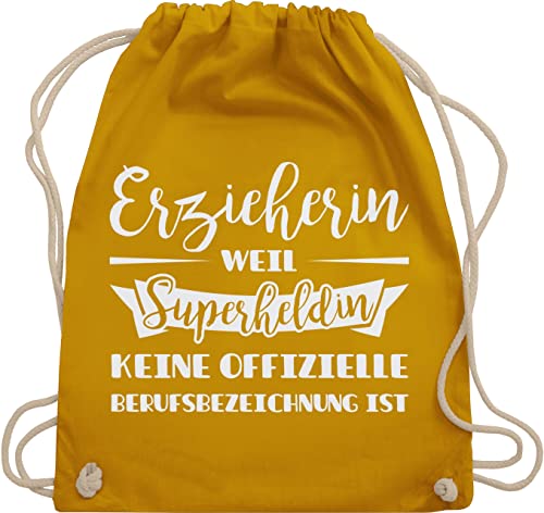 Shirtracer Turnbeutel Rucksack - Beruf und Job Geschenke - Erzieherin Superheldin Geschenk - Unisize - Senfgelb - turnsackerl für erzieherinnen ich bin beutel kinder abschied danke an baumwollbeutel von Shirtracer