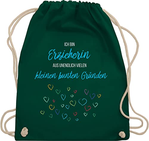 Turnbeutel Rucksack - Beruf und Job Geschenke - Erzieherin aus vielen kleinen Gründen - Unisize - Dunkelgrün - erzieherinnen stoffrucksack geschenk für dankeschön baumwollbeutel geschenkartikel von Shirtracer