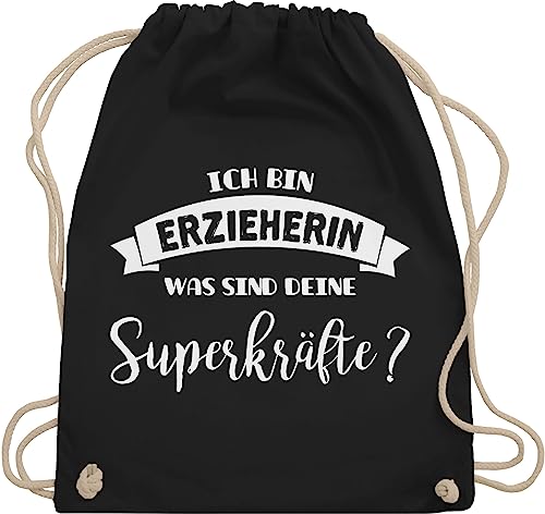 Turnbeutel Rucksack - Beruf und Job Geschenke - Ich bin Erzieherin was sind deine Superkräfte - Unisize - Schwarz - geschenk arbeit kita tasche mit superkraft kollegen erzieherin, geschenkebeutel von Shirtracer