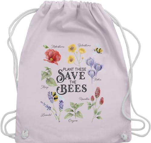 Turnbeutel Rucksack - Blumen & Pflanzen - Save the bees - Rettet die Bienen - Unisize - Pastell Rosa - sporttasche pflanzenliebhaber turnsackerl plant sportbeutel liebhaber geschenke stoffbeutel von Shirtracer