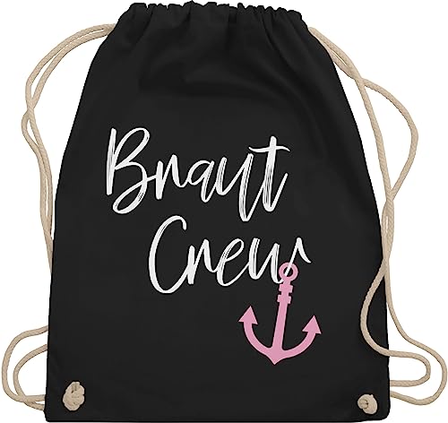 Turnbeutel Rucksack - JGA Junggesellenabschied Frauen - Braut Crew - Anker - Unisize - Schwarz - utensilien junggesellinnenabschied brauttaschen bachelorette party brautjungfern juterucksäcke team von Shirtracer