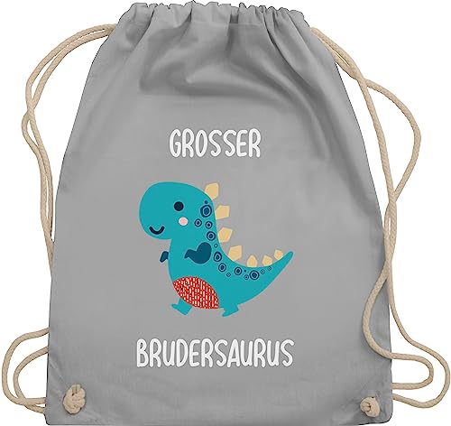 Turnbeutel Rucksack - Bruder - Taschen - Großer Brudersaurus - Unisize - Hellgrau - geschenk für geschwisterkinder grosser brother brüder beutel großen big bro baby juterucksack geschwisterkind von Shirtracer