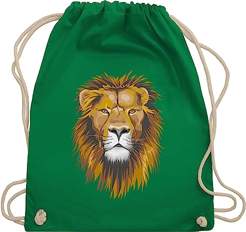 Shirtracer Turnbeutel Rucksack - Dschungel Deko Wildnis - Löwe - Unisize - Grün - tiermotive kinder sportbeutel groß turnsackerl juterucksäcke backgym baumwoll stoff baumwolle beutel uni von Shirtracer