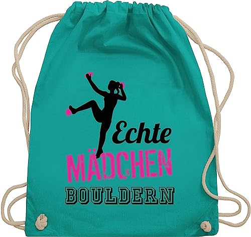 Turnbeutel Rucksack - Echte Mädchen bouldern fuchsia/schwarz - Unisize - Türkis - geschenke für boulderer kinderturnbeutel sport boulder beutel sportbeutel tasche kinder 25. geburtstag gehen von Shirtracer