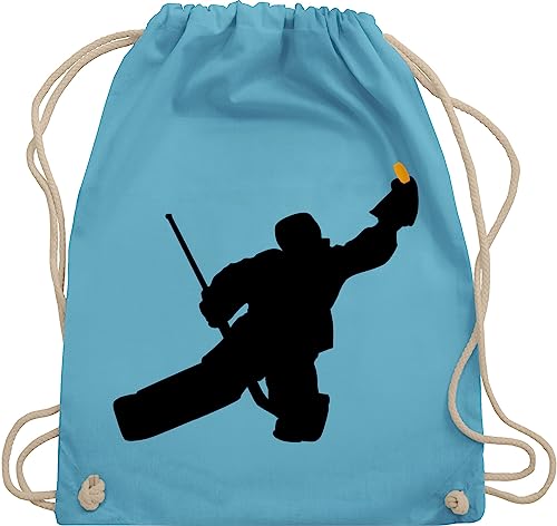 Turnbeutel Rucksack - Towart Eishockey Eishockeytorwart - Unisize - Hellblau - stoffbeutel kinder baumwolle stoff kinderturnbeutel icehockey geschenk ice hockey beuteltasche sport tormann tasche von Shirtracer