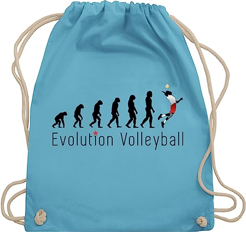 Turnbeutel Rucksack - Entwicklung und Outfit - Volleyball Evolution - Unisize - Hellblau - beutel geschenk gym bag turnen geschenke für volleyballer volleyballtasche vollyball tasche accessories von Shirtracer