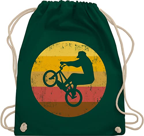 Turnbeutel Rucksack - Fahrrad Bekleidung Radsport - BMX Jump - Unisize - Dunkelgrün - stoffbeutel baumwolle fahrradbekleidung vintage sportbeutel groß fahr rad beutelrucksack .fahrrad von Shirtracer