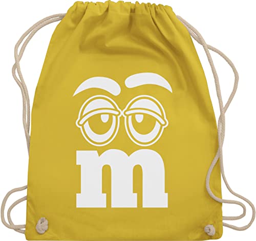 Turnbeutel Rucksack - Karneval & Fasching - Taschen - Faschingskostüm Gruppen M&M Aufdruck Gesicht - Unisize - Gelb - partner verkleidung stoff kaneval beutel lustiges faschingskost baumwoll von Shirtracer