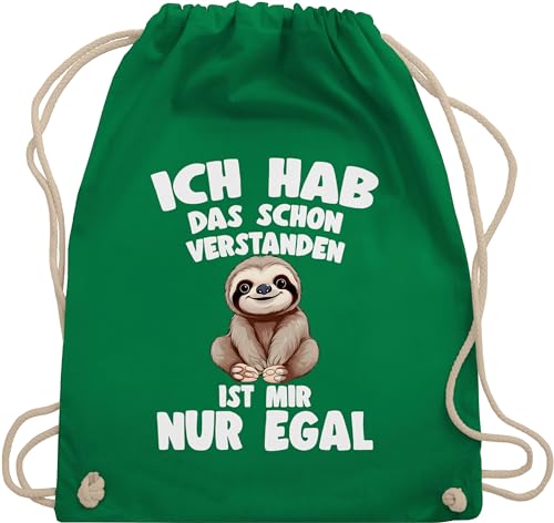 Turnbeutel Rucksack - Taschen - Ich hab das schon verstanden ist mir nur egal Lustiger Spruch Faultier - Unisize - Grün - sport beutel lustige sprüche stofftasche baumwolle turn beuteltasche von Shirtracer