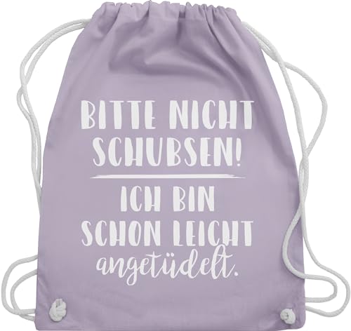 Turnbeutel Rucksack - Festival Zubehör - Bitte nicht schubsen ich bin schon leicht angetüdelt - Party - Unisize - Pastell Lila - lustige sprüche tasche spruch lustig trinken bag damen schupsen von Shirtracer