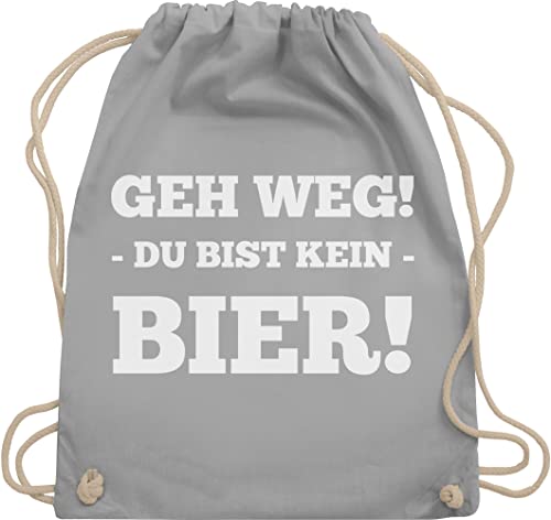 Turnbeutel Rucksack - Festival Zubehör - Geh Weg - Du bist kein Bier - Unisize - Hellgrau - beuteltasche bedruckt spruch sprüchen sporttasche mit spruch. turnsack - sprüche spruche gymsack damen von Shirtracer