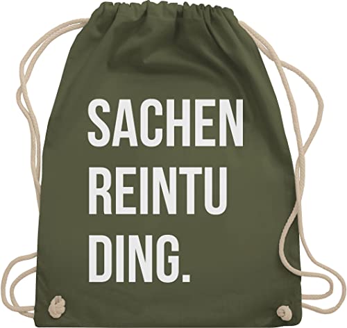 Shirtracer Turnbeutel Rucksack - Festival Zubehör - Sachenreintuding I Sachen Reintu Ding I - Unisize - Olivgrün - hipster bag festival-bag geschenk weihnachten tu beutel von Shirtracer