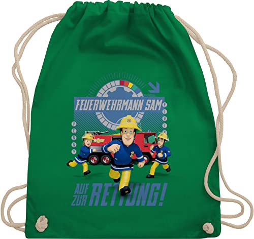 Turnbeutel Rucksack - Feuerwehrmann Sam Tasche - Auf zur Rettung - Unisize - Grün - beutel kinder gym bag baumwolle kordel turnen stoff kordelzug turn feuerwehrtasche feuerwehr mann fezerwehrmann von Shirtracer