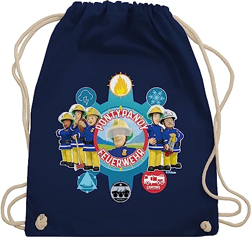 Turnbeutel Rucksack - Feuerwehrmann Sam Tasche - Pontypandy Feuerwehr - Unisize - Navy Blau - rucksäcke turn beutel stoff kinder baumwolle baumwoll turnen sport der feuermann kleinkind stoffsackerl von Shirtracer