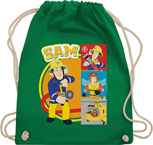 Turnbeutel Rucksack - Feuerwehrmann Tasche - Sam - Unisize - Grün - beutel baumwolle rucksäcke stoffbeutel mit kordel kinder stoff baumwoll turnen turn feuwehrmann feuerwehr rucksackbeutel mann von Shirtracer