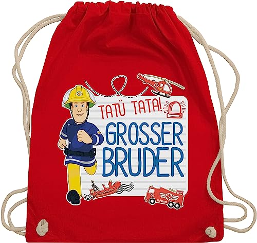 Turnbeutel Rucksack - Feuerwehrmann Sam Tasche - Tatü Tata! - Großer Bruder - Unisize - Rot - feuerwehr mann grosser beutel der feuermann werde stofftasche feuwehrmann stoffbeutel sportbeutel von Shirtracer